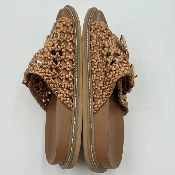 Joie Weaver Tan Macrame Double Buckle Slide Sandals Womens Size 8M Brown - Picture 12 of 16